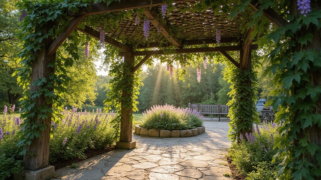 serene outdoor pergola garden ideas